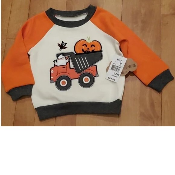 Boys Baby Essentials 2 pc Halloween Dump Truck Outfit Size 12 18 month Pants NWT - Picture 2 of 4